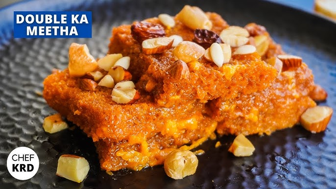 hyderabadi bread dessert served with dry fruits